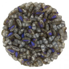 Czech DropDuo Perlen 3x6mm Crystal azuro matted 00030/22271